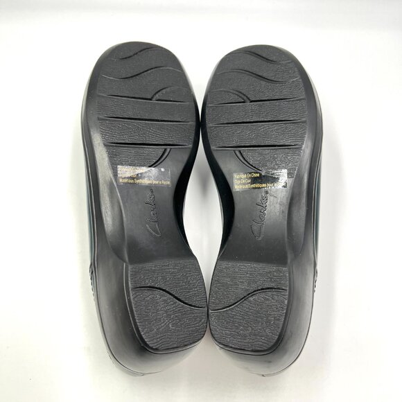 Clarks‎ Womens Size 8 Blue Leather Slip On Comfort Clogs Loafers Shoes - Picture 9 of 15